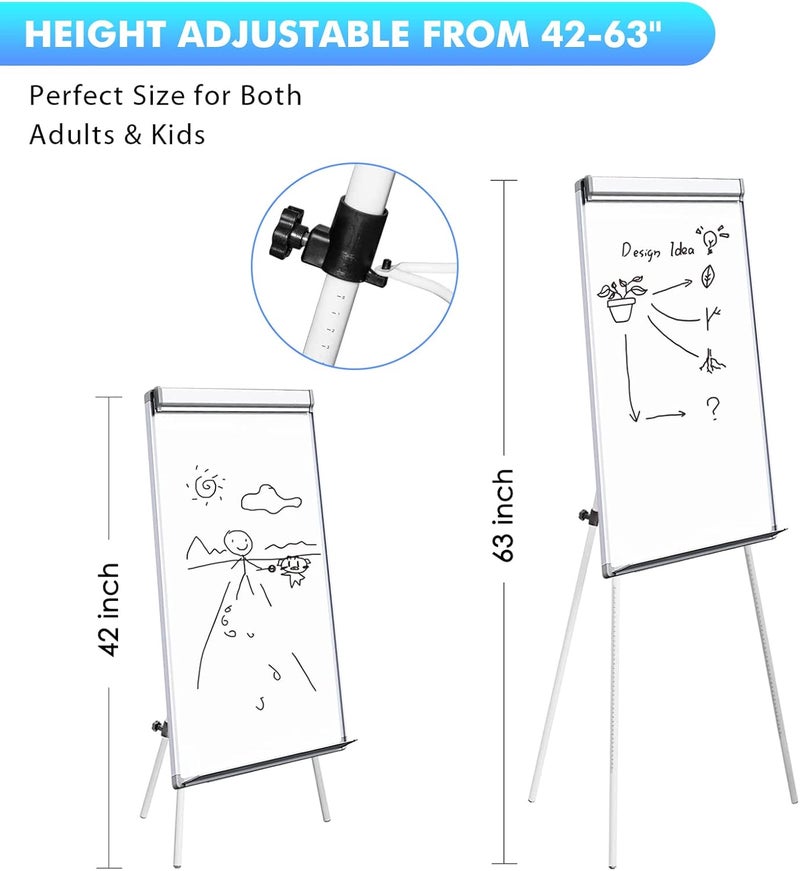 maxtek Easel White Board - Magnetic Tripod Whiteboard Portable Dry Erase Board 36 x 24 inches Flipchart Easel Board Height Adjustable, 3' x 2' Portable White Board - Image 1